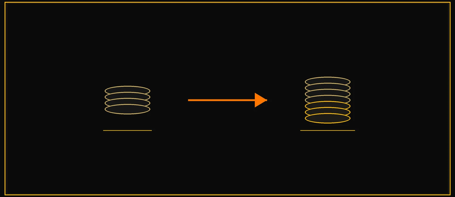 8MBets bonus: a deposit stack next to a larger balance stack